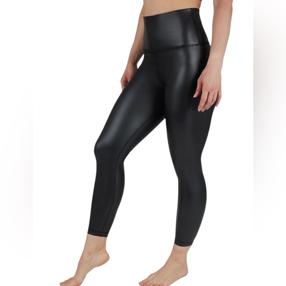 NWT Shiny black REFLEX 90 degree Black High-Waisted  faux leather Leggings - Picture 1 of 8